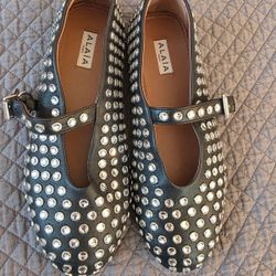 Alaia leather ballet flats crystal-embellished ballerinas
