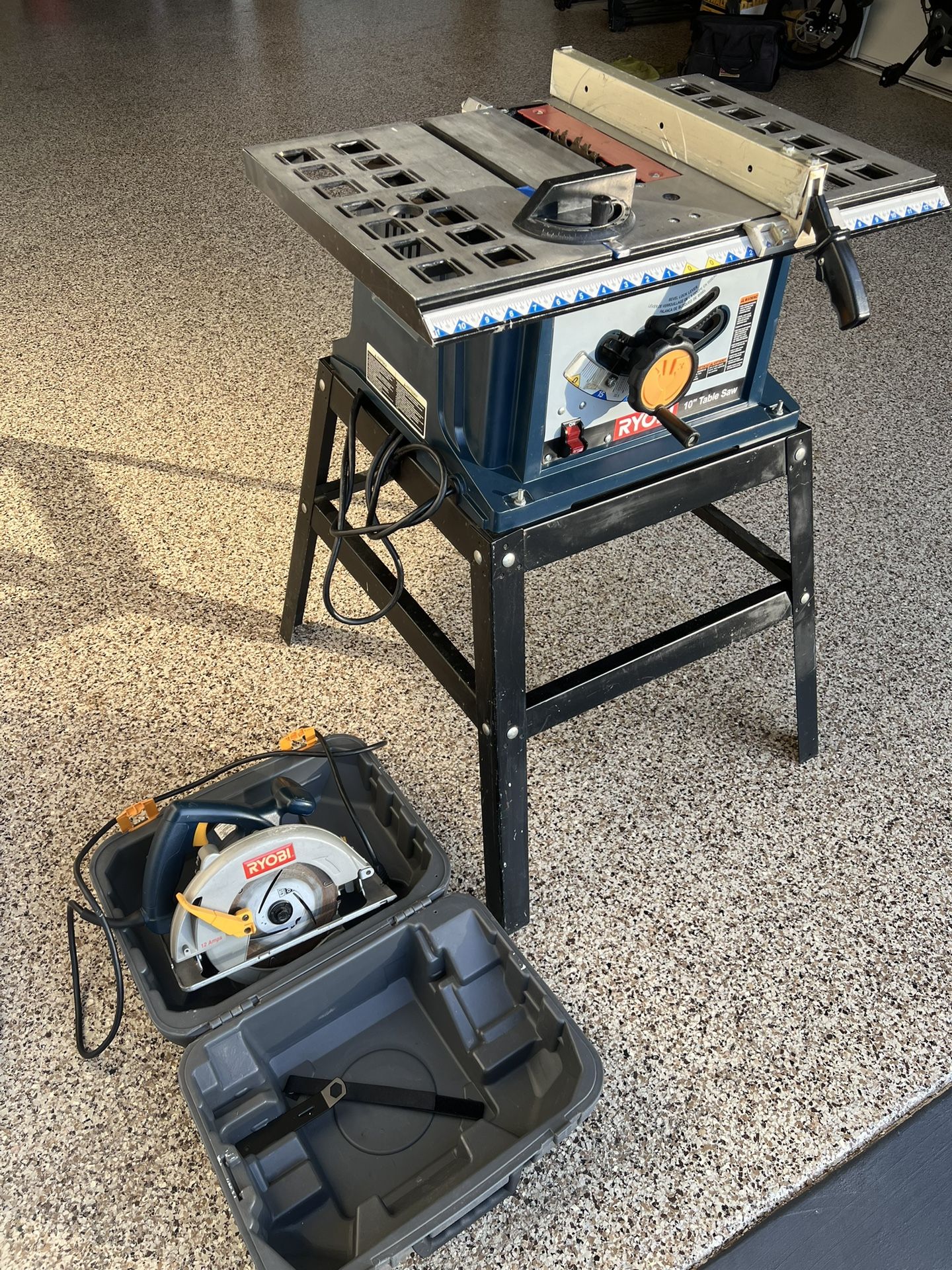 Pair of Ryobi 10” Table Saw And 71/4” Circular Saw