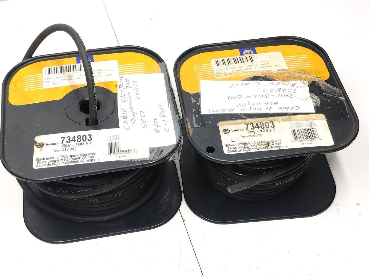 NEW - 2 x 100 Foot Rolls - NAPA Spark Plug EVA Black Metallic Wire