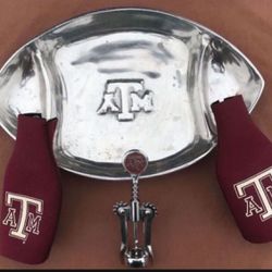 Texas A&M Chip Tray, Two Bottle Koozie’s  And A Corkscrew