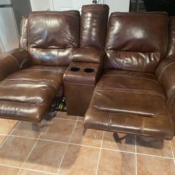 Leather Recliner Sofas (Chestnut Brown)