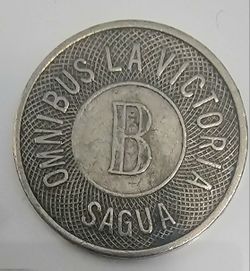 Caribbean transportation token "Omnibus La Victoria- Sagua"