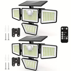 2500LM 4-Head Solar Motion Sensor Security Light with Remote