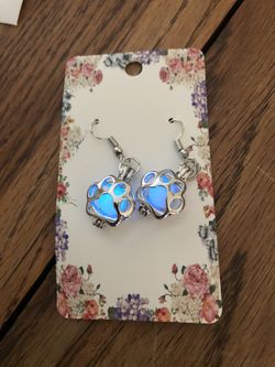 New Adorable Solar Lighted Pet Paw Earrings