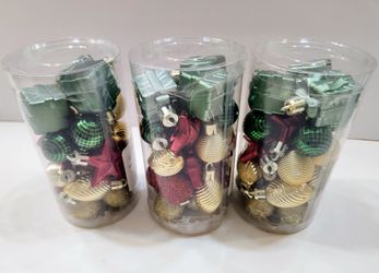 🎀 25 Count Christmas Ornament Set Mini Trim Wonder shop W Hooks (set of 3)