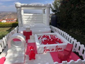 White Inflatable Bounce House with Ball Pit Play Set
