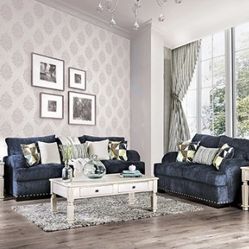 Brand New Navy Sofa and Loveseat Set - Made In USA 🇺🇸 