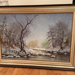 Beautiful Large Vintage Framed Painting on Canvas by Albert Buikema