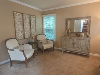 Sofa set along with console and mirror