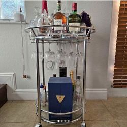 Round Glass Bar Cart table