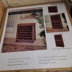 Stackable 36 Bottle Wood Wine Cabinet