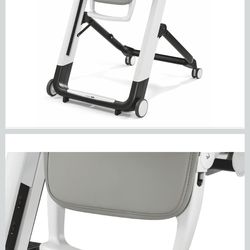 Peg Perego Siesta, Grow With Baby Folding High Chair & Recliner, Height Adjustable, Quick Clean & Easy Push Wheels For Babies & Toddlers, Made in Ital