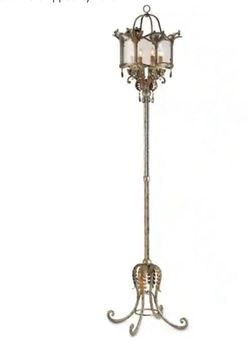 Currey and Company 8357 Zara Torchiere Viejo Gold/Silver Height: 71.00" 4 Bulbs 