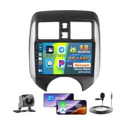 9” CarPlay Android Auto Radio 4+64GB – for Nissan Versa Note 2014–2016