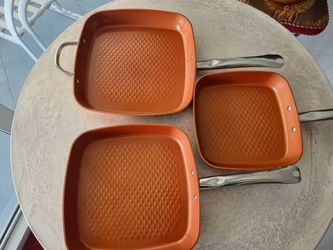 5 Copper Cookware Pans Set w/ Stainless Steel Handle Non-Stick