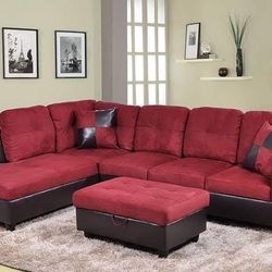 BRAND NEW 3 PIECES SECTIONAL COUCH WITH STORAGE OTTOMAN