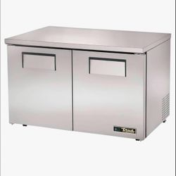 Restaurant Refrigerator True TUC-48F-LP-HC Low Profile 48" Two Section Undercounter Reach-In Freezer, Solid Door