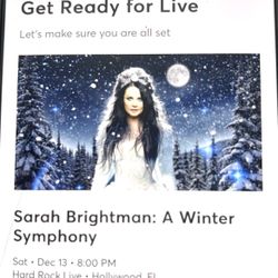 SARAH  BRIGHTMAN TICKETS 