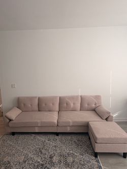 Sectional L Shape Sofa with Storage, 100" 4 Seater Couch with 1 Movable Ottomans Polye