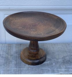 Vintage Wooden Pedestal Display Riser Stand 7”x5”Japan Cake Pillar Candle Holder