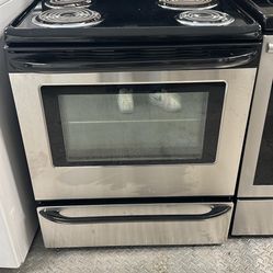 Frigidaire 30” Black And Stainless Steel Electric Stove