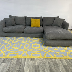 ( Delivery Available ) Valyou Feathers Dark Gray Sectional Couch