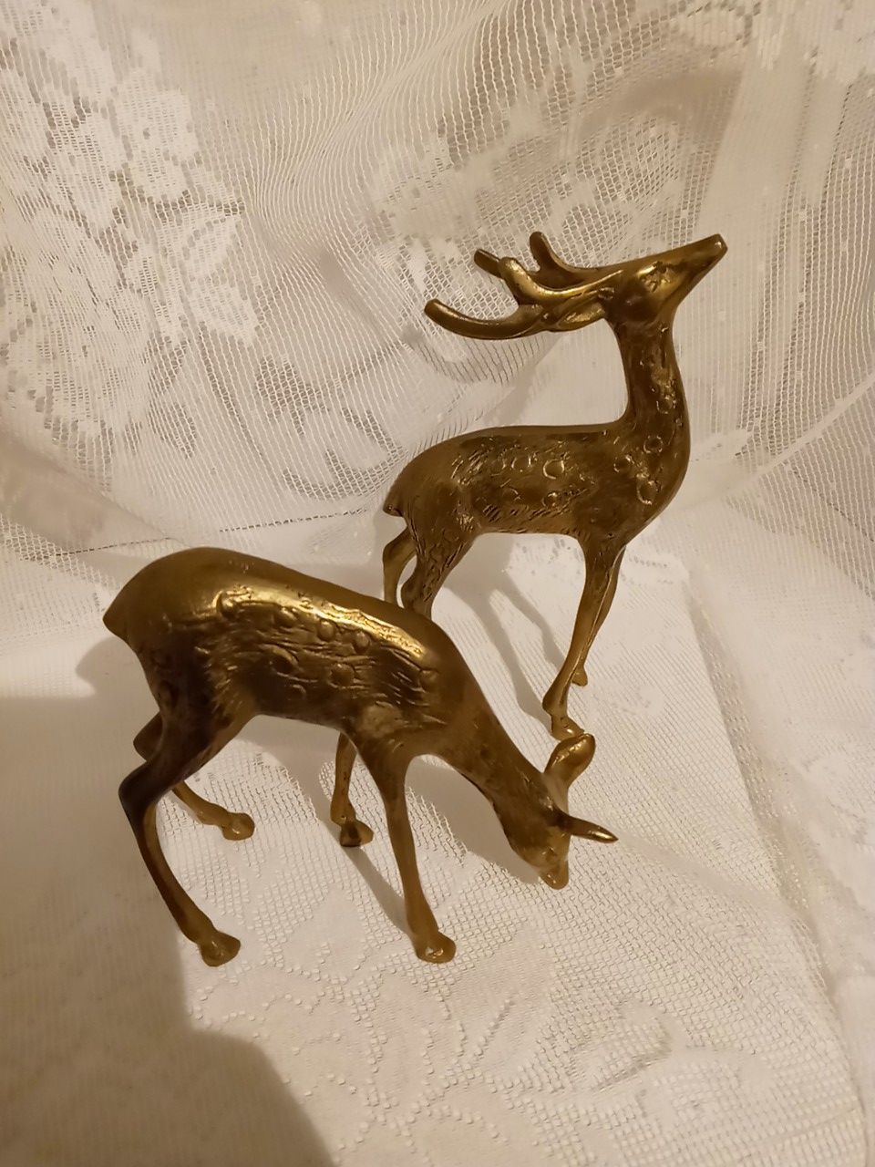 Vintage brass deer set