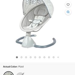 Monbebe Tranquility Bluetooth Enabled Indoor Baby Swing, Plaid