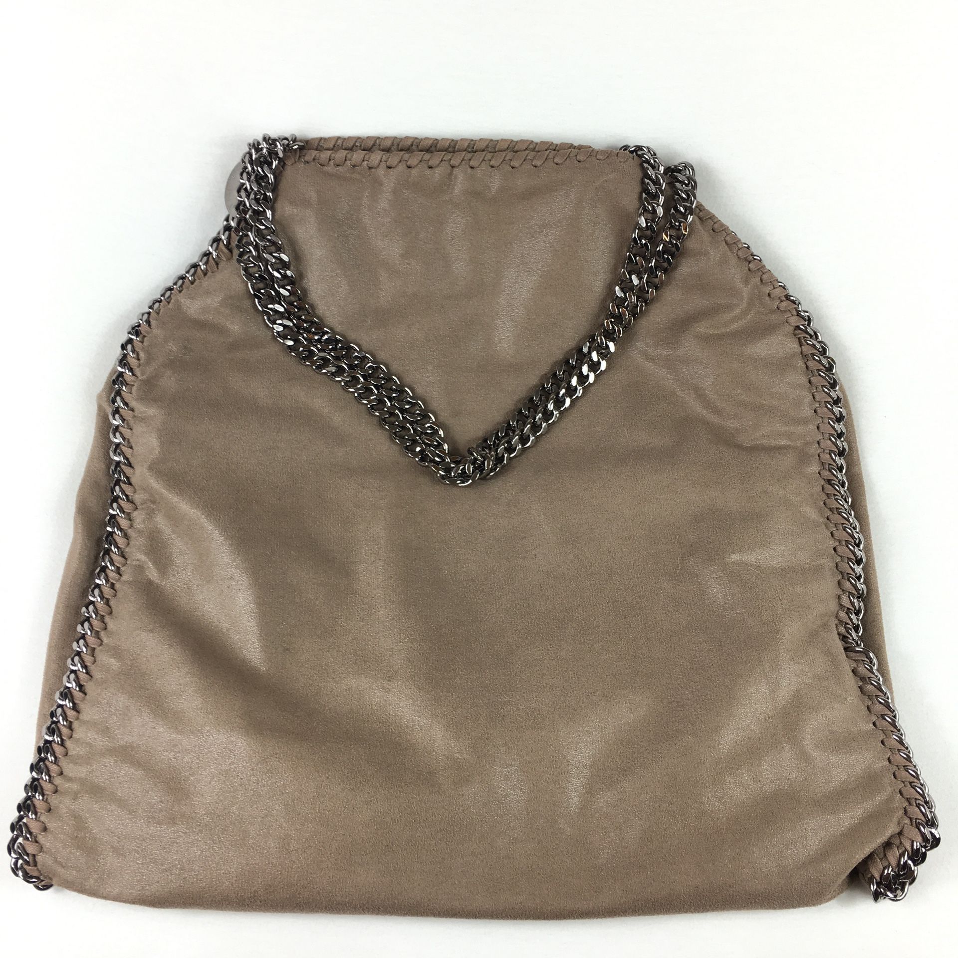 Falabella Shaggy deer beige large tote bag purse heavy chain metal handles