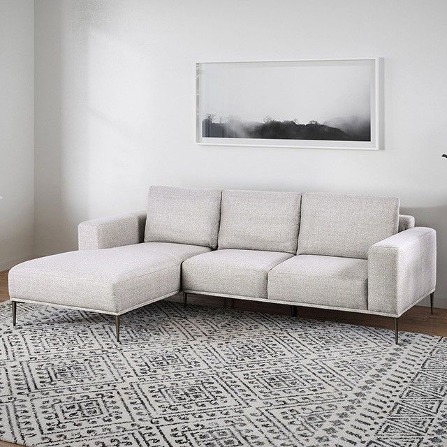 Brand New Grey Chenille Modern Style Sectional Sofa