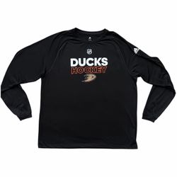 Anaheim Ducks Adidas Long Sleeve Shirt Men's Black Size 2XL NHL Hockey Carlsson