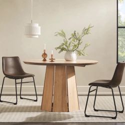 47.5" Round Solid Wood Pedestal Dining Table And 5 Matching Chairs