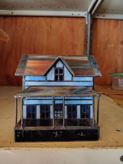 Handmade Stained Glass Cottage House by Local Artisan