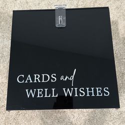 Black Acrylic Card Box With Silver Heart Lock & Key  For Wedding, Event, Graduation 