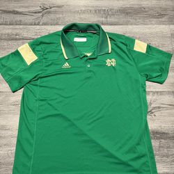 Norte Dame Fighting Irish Men's XL Green adidas Polo Shirt 3 Stripe ClimaLite