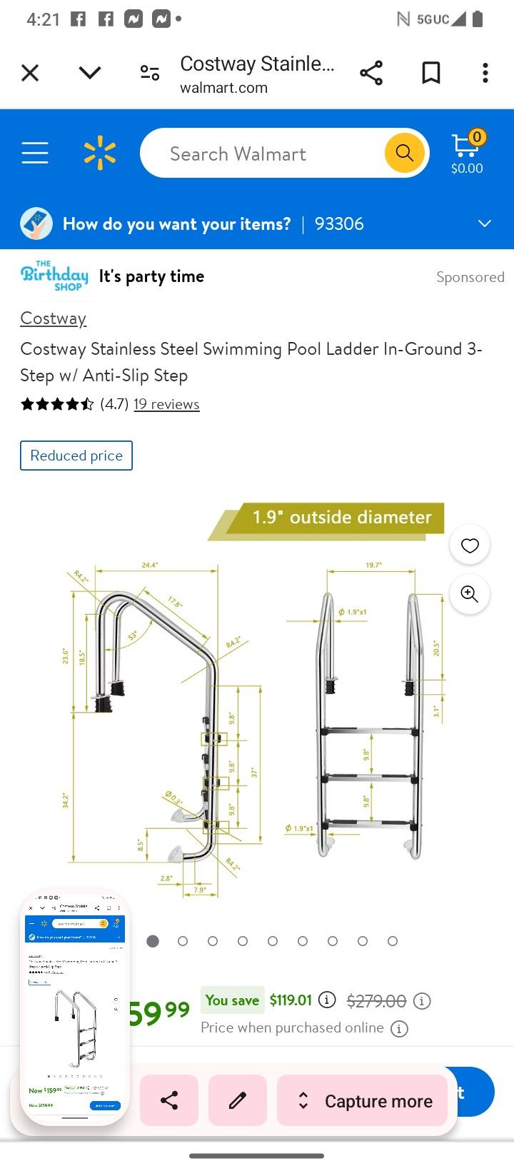 Stanley Steel Pool Ladder New $90