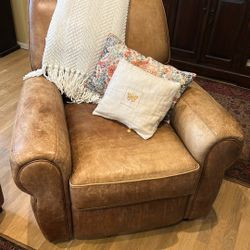 Camel Colored Leather Recliner 