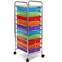 10-Drawer Multipurpose Mobile Rolling Utility Storage Organizer Cart, Multicolor
