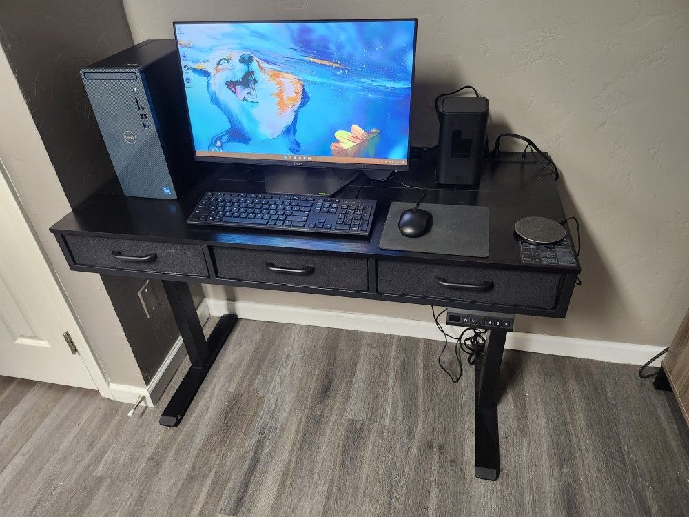 Standing Desk With Outlets, Drawers, And USB A Ports