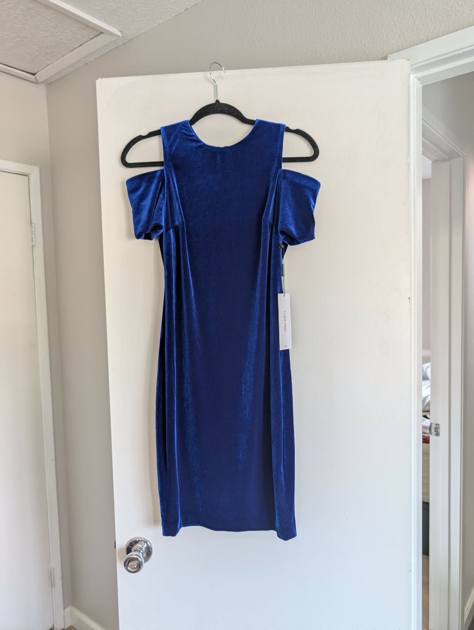 NWT Calvin Klein Royal Blue Velvet Dress