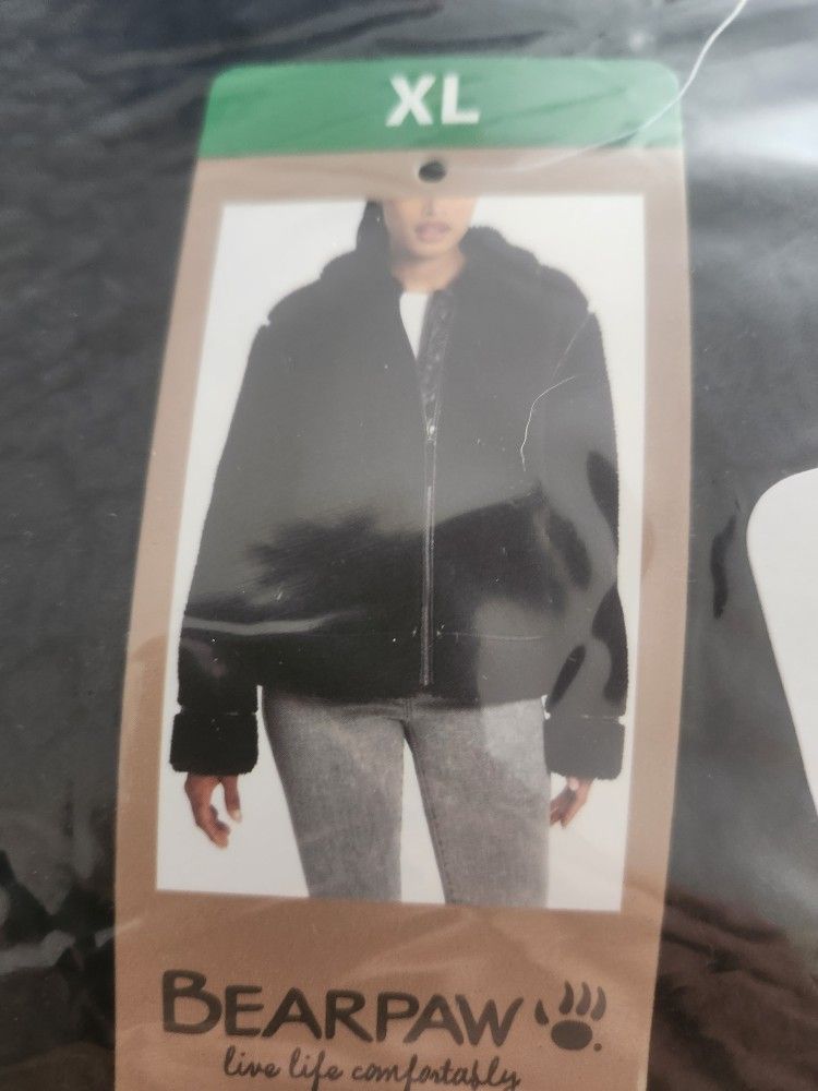 Bearpaw Womans Black Faux Fur Shearling Jacket Size XL