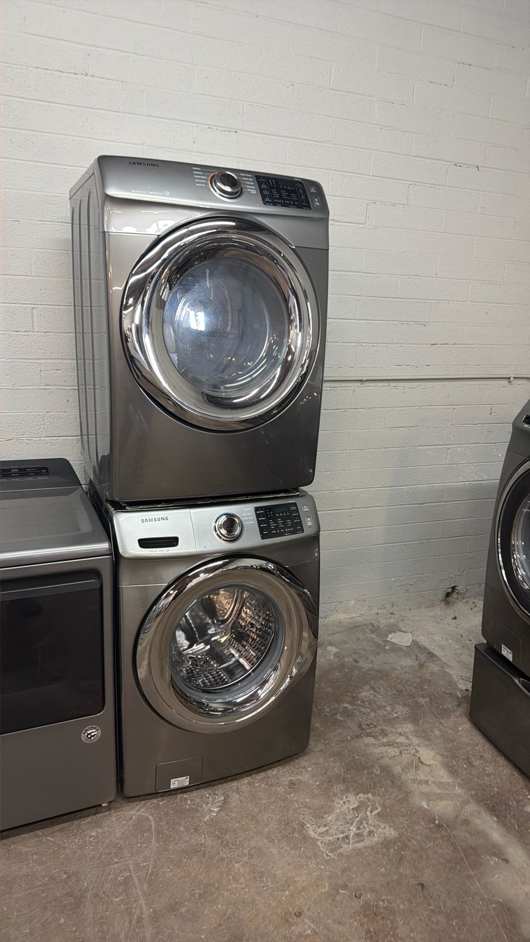 Stacked Washer Dryer Tower Samsung Stainless Steel Full Size 