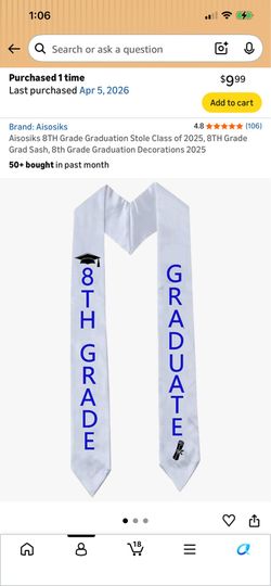 8th Graduation Stole