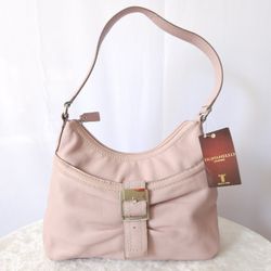 New Tignanello Pink Pebbled Leather Women's Shoulder Bag