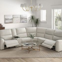 Brand New Beige Super Plush Reclining Sectional Sofa 