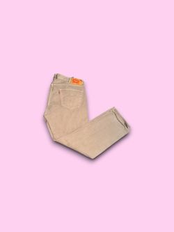 Levi’s 501 Original Fit Mens Tan Khaki Denim Jeans Button Fly 40x32 00(contact info removed)
