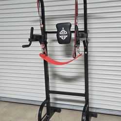 Sportsroyals Power Tower Pull Up Bar Station, 450LBS Stable Pull Up Dip Station for Home Gym