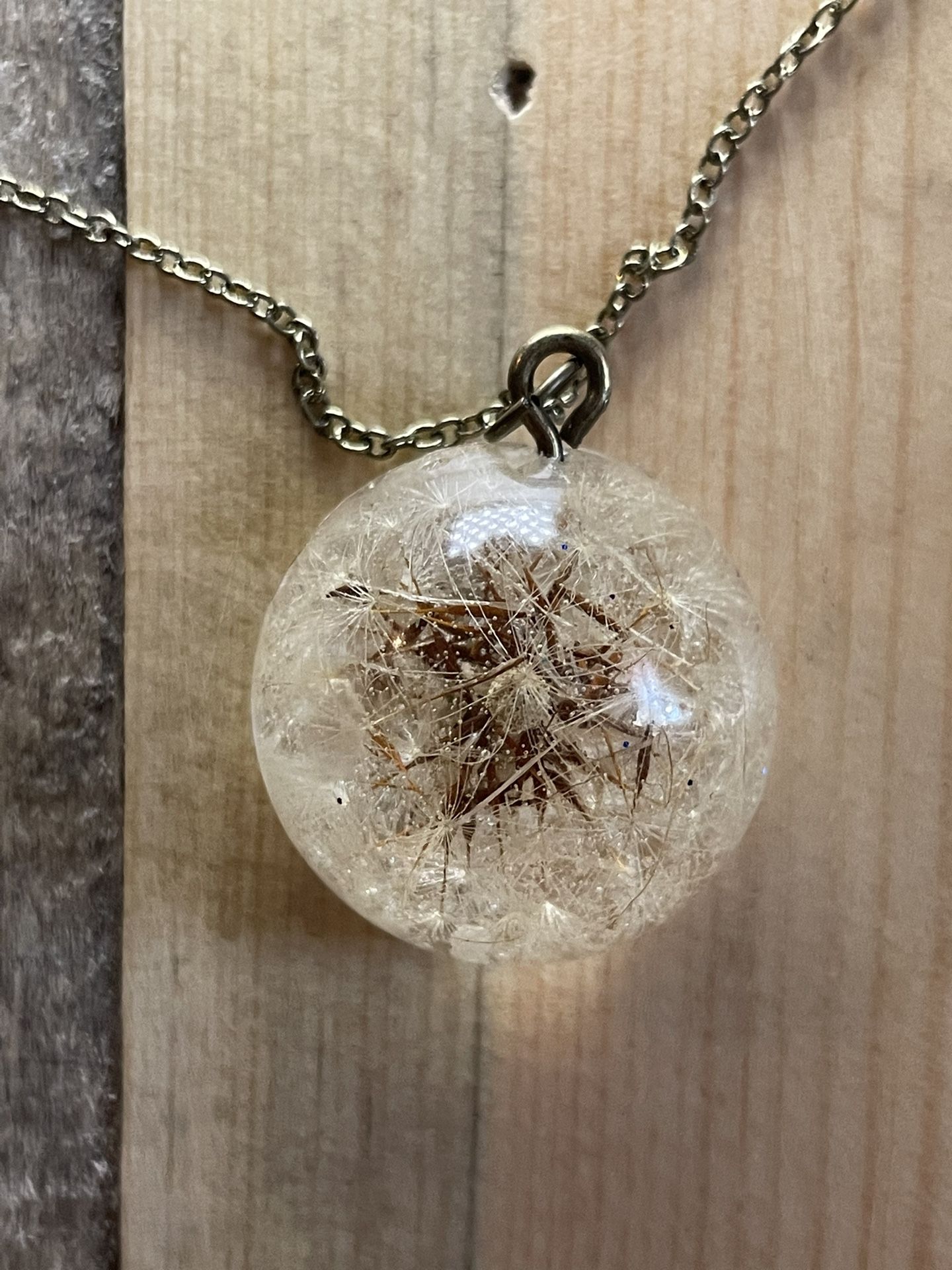 Handmade Preserved Dandelion Pendant Necklace