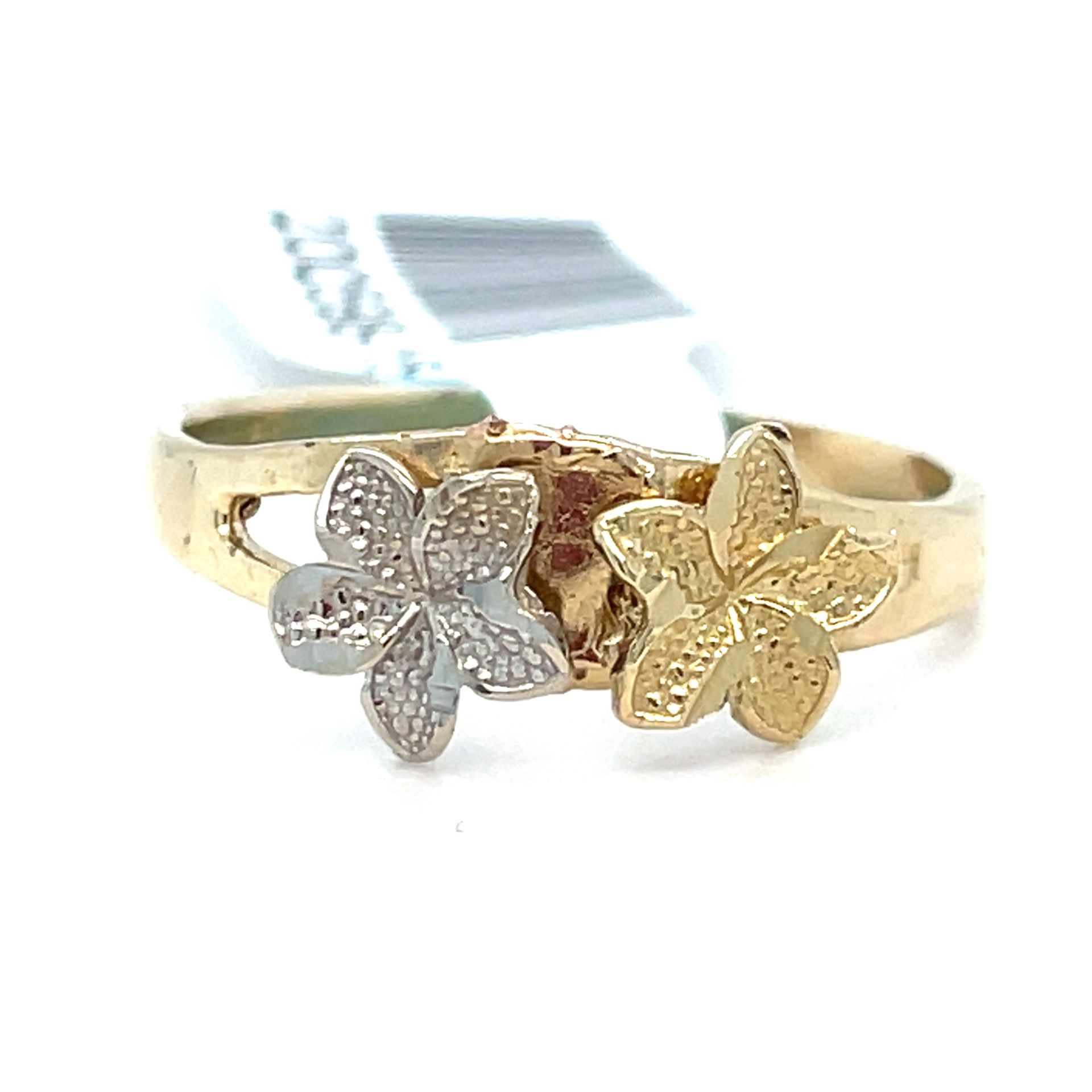 14Kt Two Tone Gold Flowers Ring 1.90g Size 7 200598/15