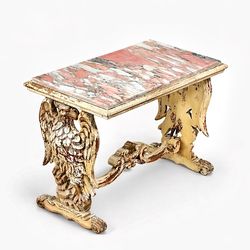 Vintage Belgian Baroque Revival Griffin & Pink Marble-Top Side Table, c.1940's - Delivery Available